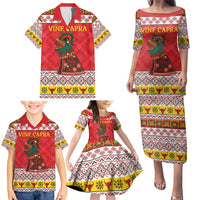 Personalized Romania Christmas Family Matching Puletasi and Hawaiian Shirt Romanian Carpet The Goat Dance - Wonder Print Shop