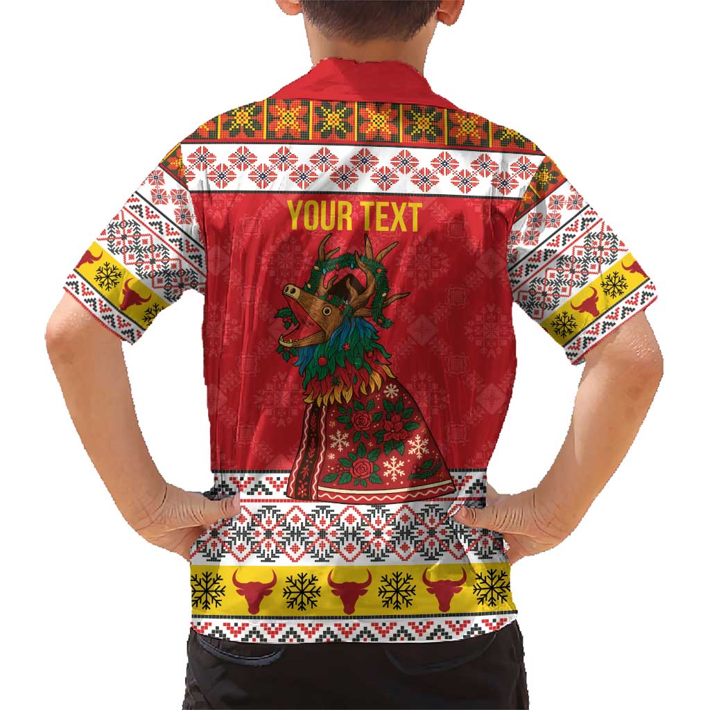 Personalized Romania Christmas Family Matching Short Sleeve Bodycon Dress and Hawaiian Shirt Romanian Carpet The Goat Dance - Wonder Print Shop