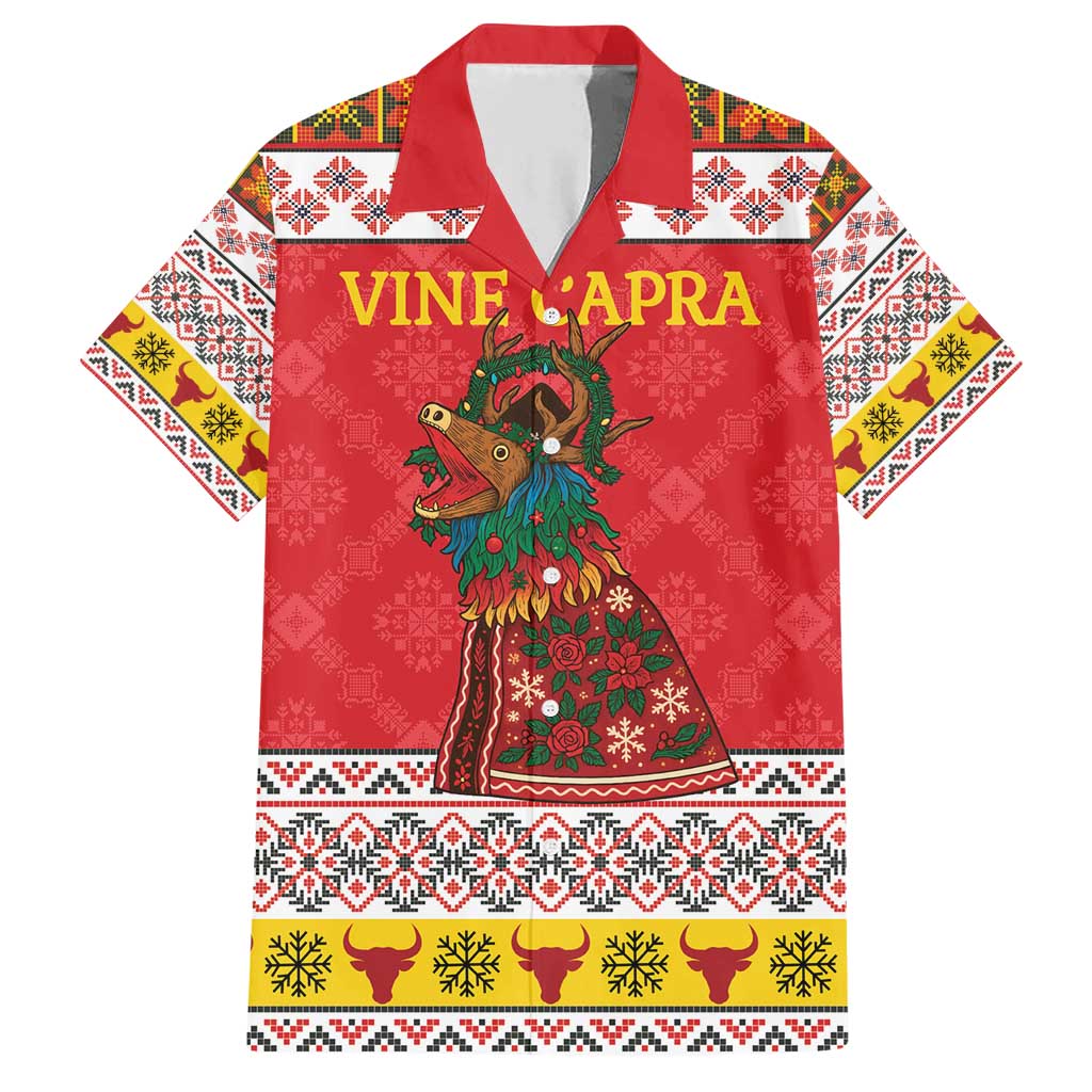 Personalized Romania Christmas Family Matching Short Sleeve Bodycon Dress and Hawaiian Shirt Romanian Carpet The Goat Dance - Wonder Print Shop