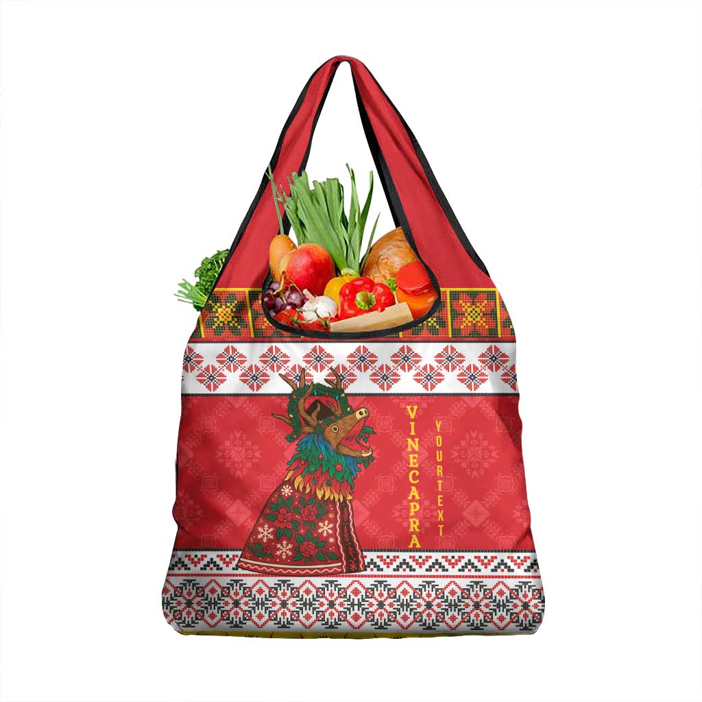 Personalized Romania Christmas Grocery Bag Romanian Carpet The Goat Dance - Wonder Print Shop