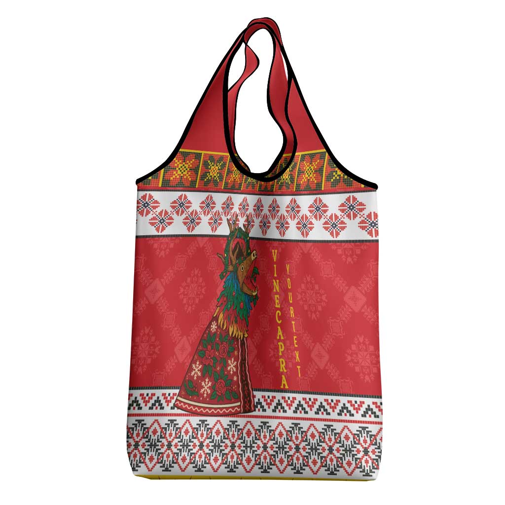 Personalized Romania Christmas Grocery Bag Romanian Carpet The Goat Dance - Wonder Print Shop