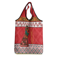 Personalized Romania Christmas Grocery Bag Romanian Carpet The Goat Dance - Wonder Print Shop