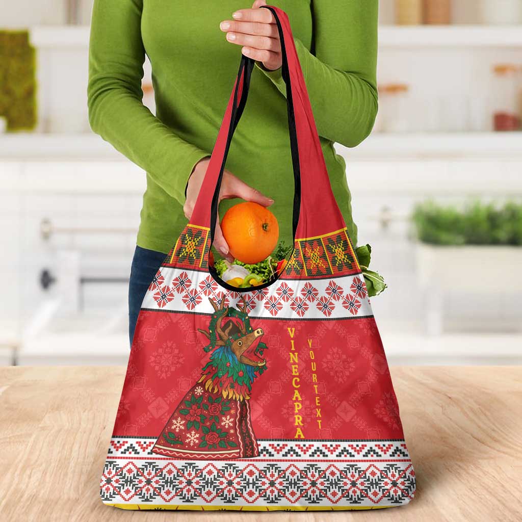 Personalized Romania Christmas Grocery Bag Romanian Carpet The Goat Dance - Wonder Print Shop