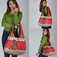 Personalized Romania Christmas Grocery Bag Romanian Carpet The Goat Dance - Wonder Print Shop