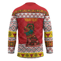 Personalized Romania Christmas Hockey Jersey Romanian Carpet The Goat Dance - Wonder Print Shop