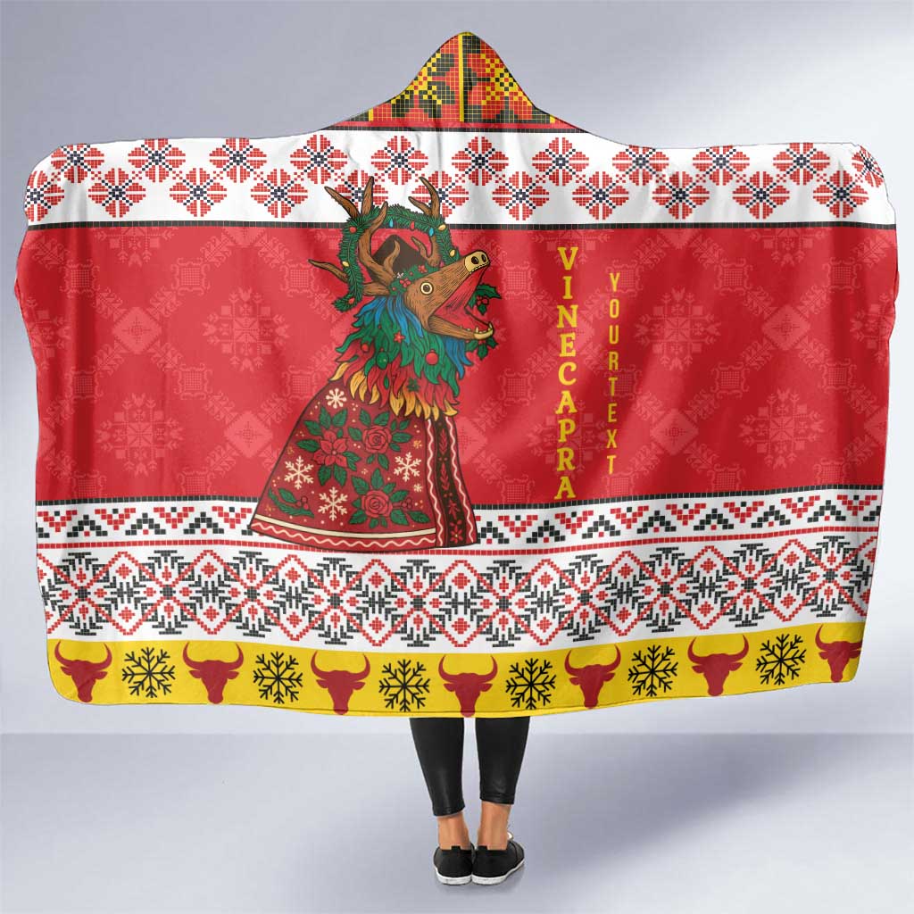 Personalized Romania Christmas Hooded Blanket Romanian Carpet The Goat Dance - Wonder Print Shop