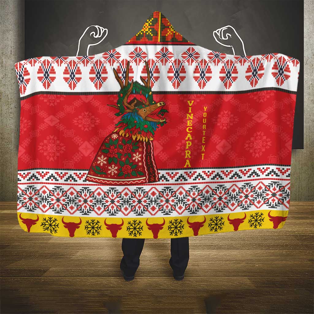 Personalized Romania Christmas Hooded Blanket Romanian Carpet The Goat Dance - Wonder Print Shop