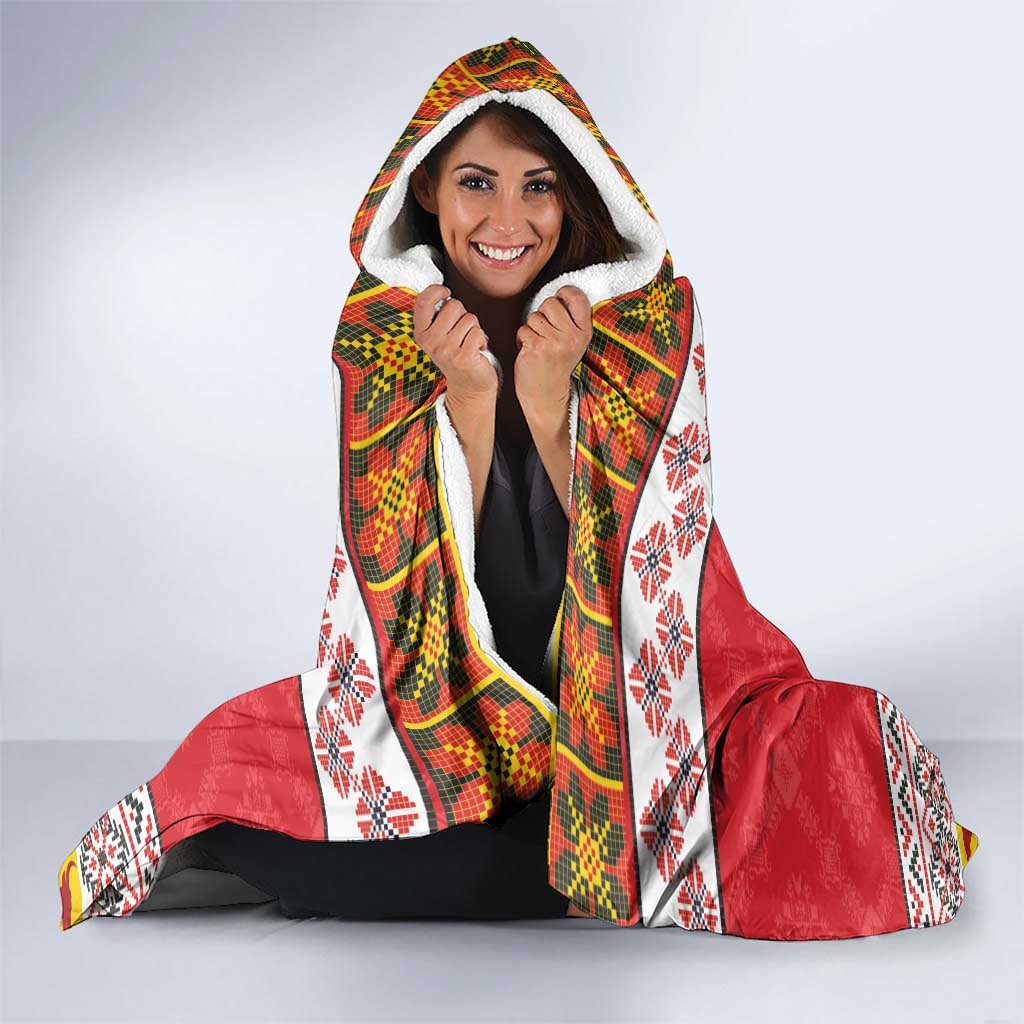 Personalized Romania Christmas Hooded Blanket Romanian Carpet The Goat Dance - Wonder Print Shop