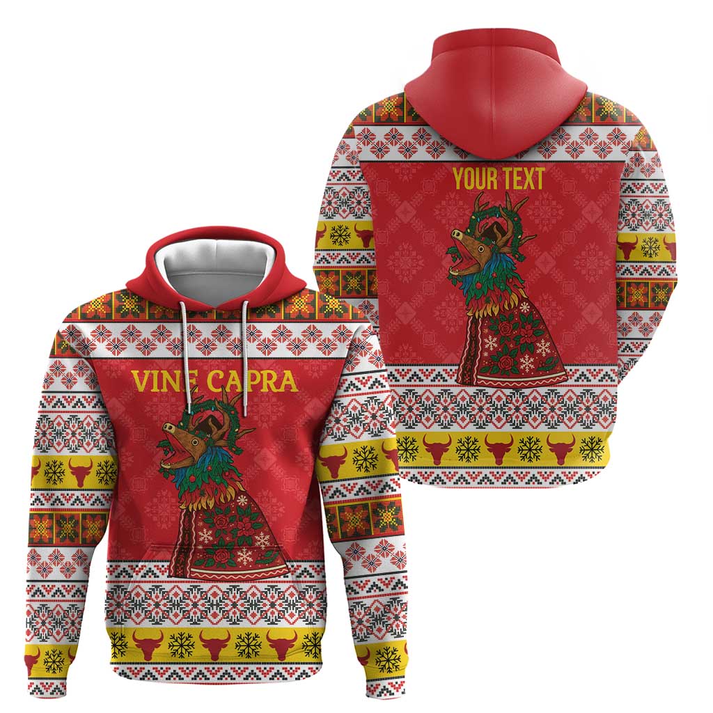 Personalized Romania Christmas Hoodie Romanian Carpet The Goat Dance - Wonder Print Shop