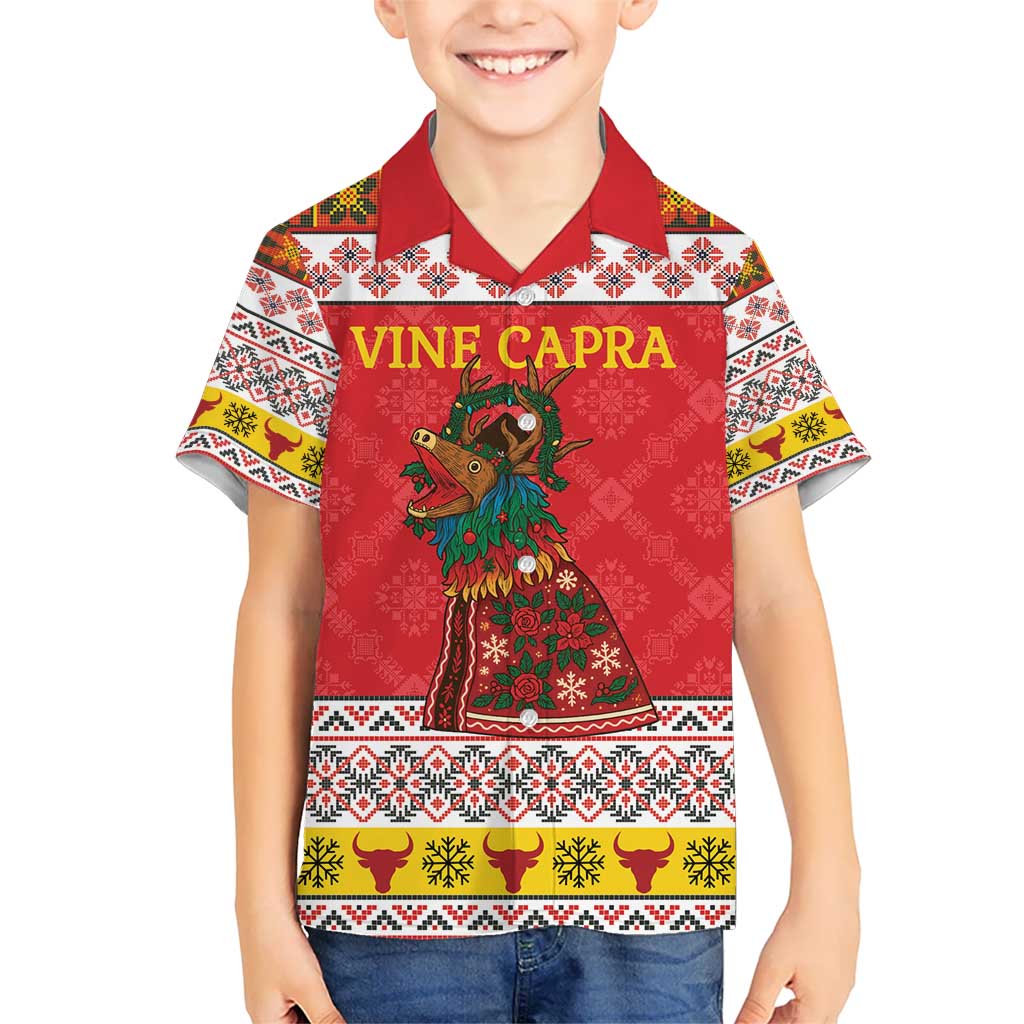 Personalized Romania Christmas Kid Hawaiian Shirt Romanian Carpet The Goat Dance - Wonder Print Shop