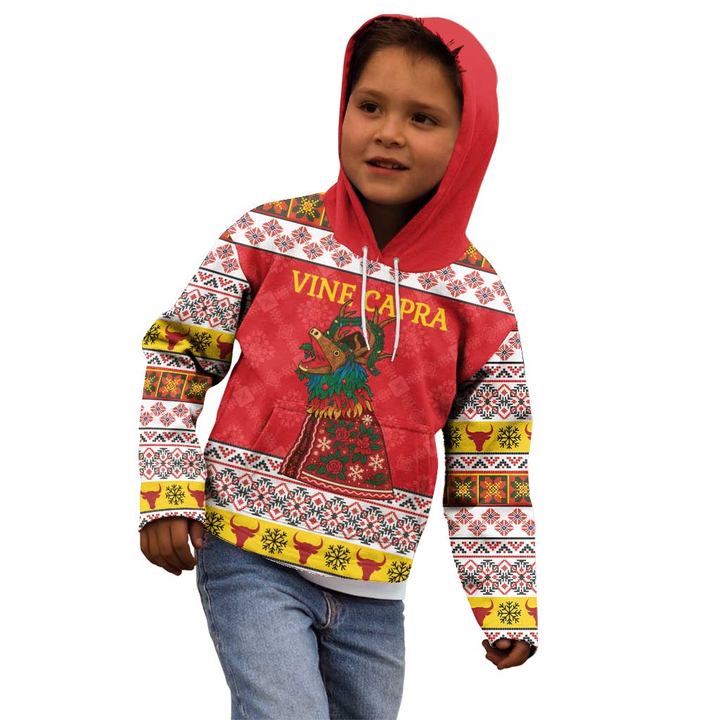 Personalized Romania Christmas Kid Hoodie Romanian Carpet The Goat Dance - Wonder Print Shop