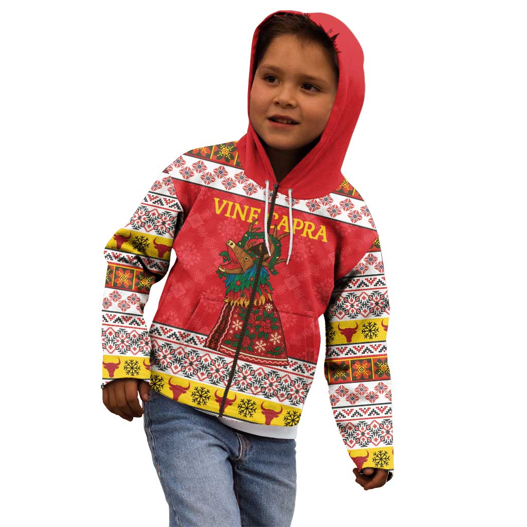 Personalized Romania Christmas Kid Hoodie Romanian Carpet The Goat Dance - Wonder Print Shop