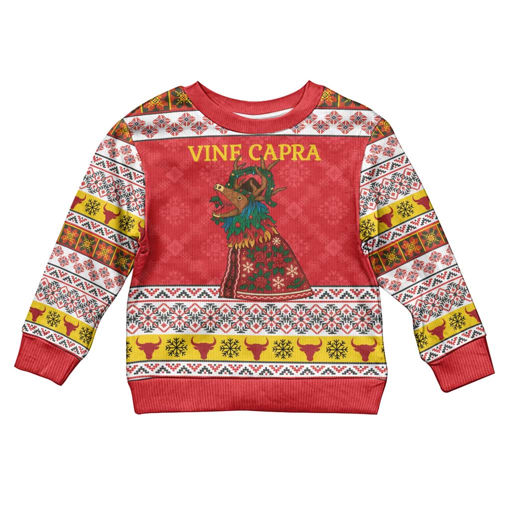 Personalized Romania Christmas Kid Ugly Christmas Sweater Romanian Carpet The Goat Dance - Wonder Print Shop