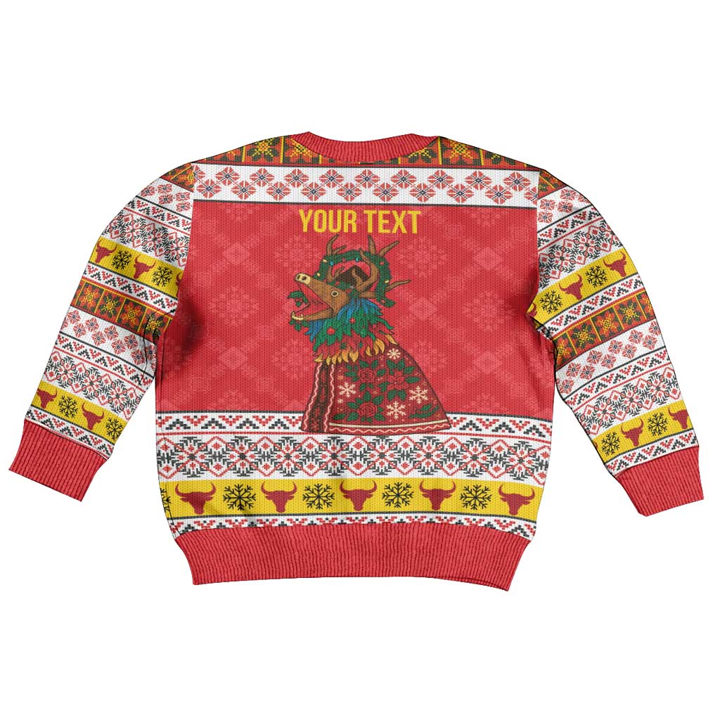 Personalized Romania Christmas Kid Ugly Christmas Sweater Romanian Carpet The Goat Dance - Wonder Print Shop