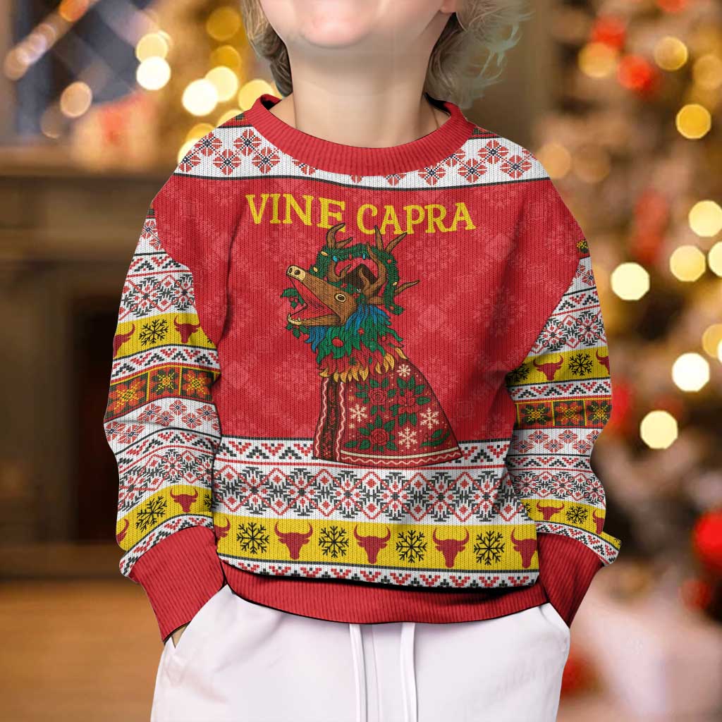 Personalized Romania Christmas Kid Ugly Christmas Sweater Romanian Carpet The Goat Dance - Wonder Print Shop