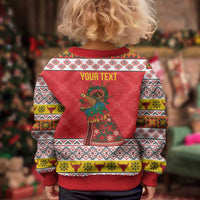 Personalized Romania Christmas Kid Ugly Christmas Sweater Romanian Carpet The Goat Dance - Wonder Print Shop
