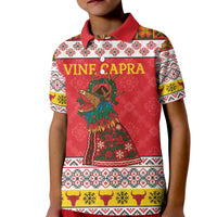 Personalized Romania Christmas Kid Polo Shirt Romanian Carpet The Goat Dance - Wonder Print Shop