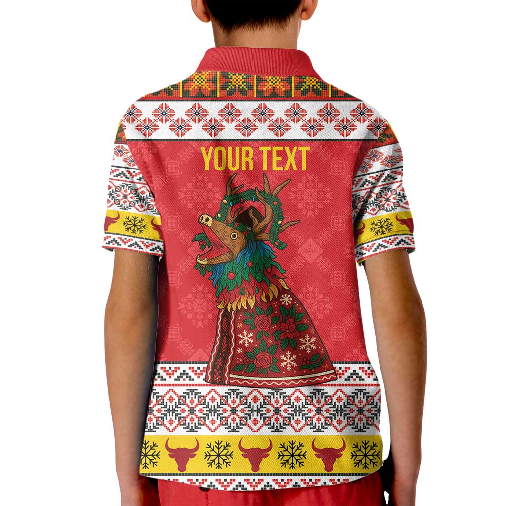 Personalized Romania Christmas Kid Polo Shirt Romanian Carpet The Goat Dance - Wonder Print Shop