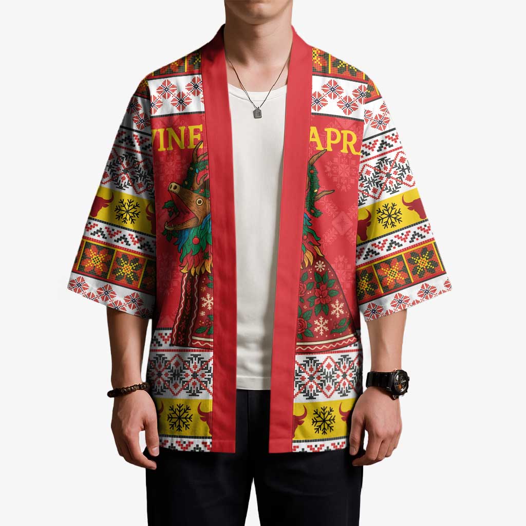 Personalized Romania Christmas Kimono Romanian Carpet The Goat Dance - Wonder Print Shop