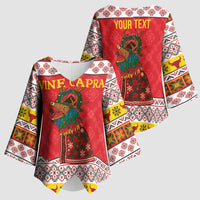 Personalized Romania Christmas Kimono Sleeve Blouse Romanian Carpet The Goat Dance - Wonder Print Shop