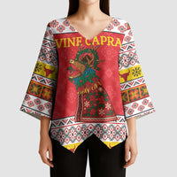 Personalized Romania Christmas Kimono Sleeve Blouse Romanian Carpet The Goat Dance - Wonder Print Shop