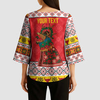 Personalized Romania Christmas Kimono Sleeve Blouse Romanian Carpet The Goat Dance - Wonder Print Shop