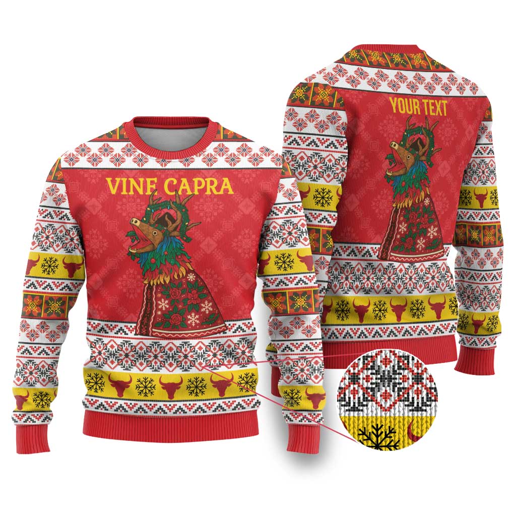 Personalized Romania Christmas Ugly Christmas Sweater Romanian Carpet The Goat Dance - Wonder Print Shop