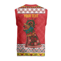 Personalized Romania Christmas Knitted V-Neck Vest Romanian Carpet The Goat Dance - Wonder Print Shop