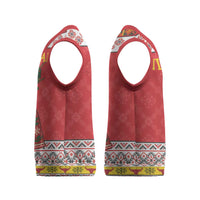 Personalized Romania Christmas Knitted V-Neck Vest Romanian Carpet The Goat Dance - Wonder Print Shop