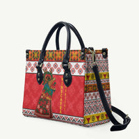Personalized Romania Christmas Leather Bag Romanian Carpet The Goat Dance - Wonder Print Shop