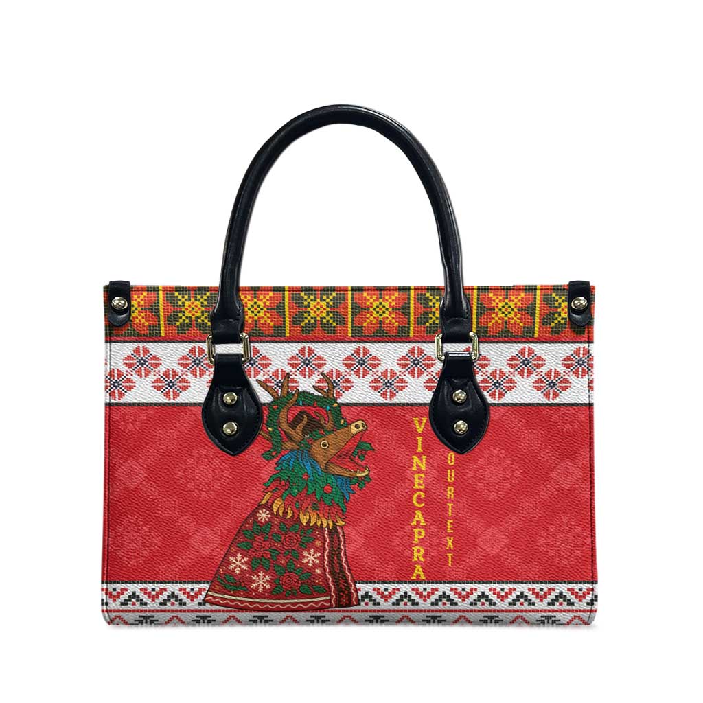 Personalized Romania Christmas Leather Bag Romanian Carpet The Goat Dance - Wonder Print Shop