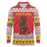 Personalized Romania Christmas Long Sleeve Polo Shirt Romanian Carpet The Goat Dance - Wonder Print Shop