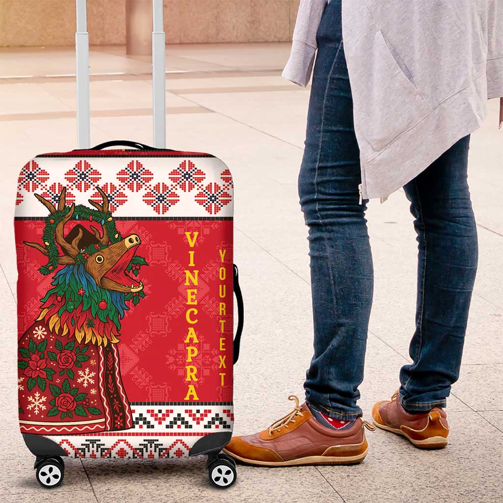 Personalized Romania Christmas Luggage Cover Romanian Carpet The Goat Dance - Wonder Print Shop