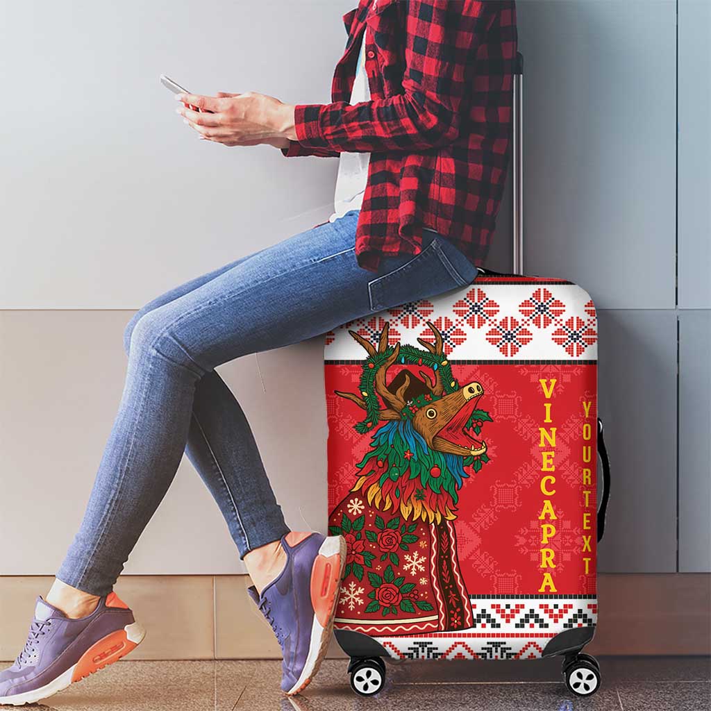 Personalized Romania Christmas Luggage Cover Romanian Carpet The Goat Dance - Wonder Print Shop