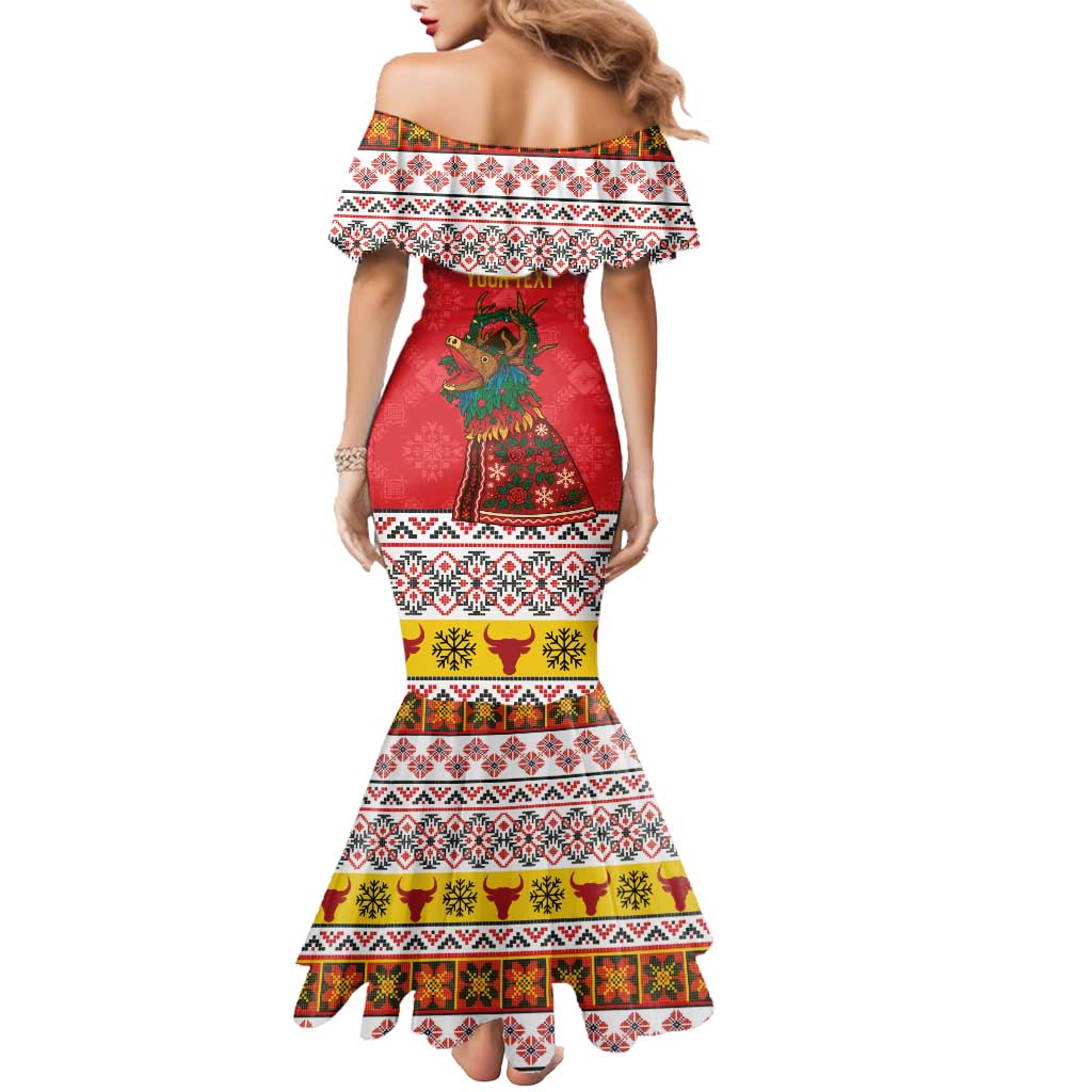 Personalized Romania Christmas Mermaid Dress Romanian Carpet The Goat Dance - Wonder Print Shop