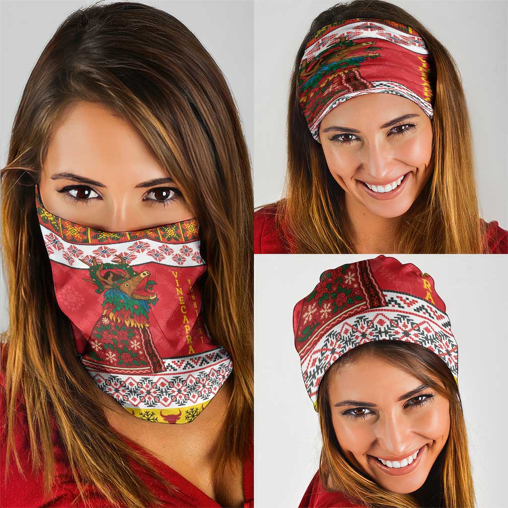 Personalized Romania Christmas Neck Gaiter Romanian Carpet The Goat Dance - Wonder Print Shop