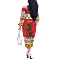 Personalized Romania Christmas Off The Shoulder Long Sleeve Dress Romanian Carpet The Goat Dance - Wonder Print Shop