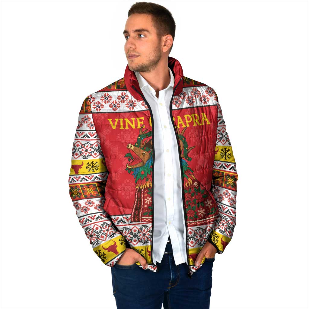 Personalized Romania Christmas Padded Jacket Romanian Carpet The Goat Dance - Wonder Print Shop