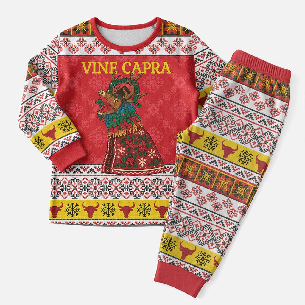 Personalized Romania Christmas Pajama Set Romanian Carpet The Goat Dance - Wonder Print Shop