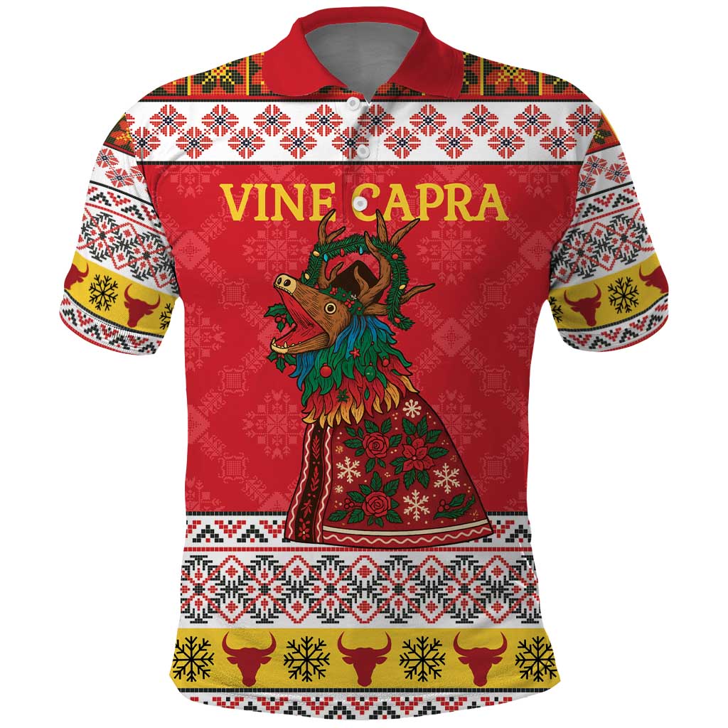 Personalized Romania Christmas Polo Shirt Romanian Carpet The Goat Dance - Wonder Print Shop