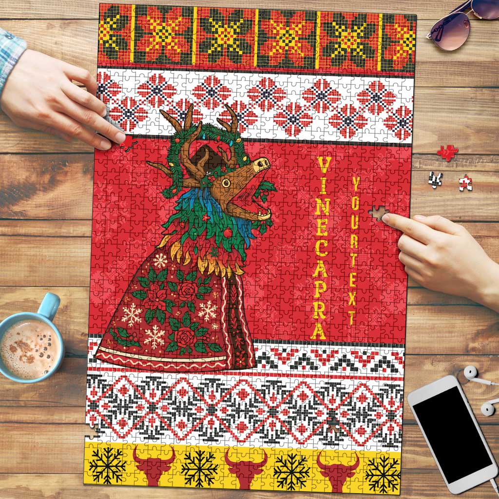Personalized Romania Christmas Puzzle Romanian Carpet The Goat Dance - Wonder Print Shop