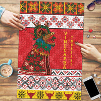 Personalized Romania Christmas Puzzle Romanian Carpet The Goat Dance - Wonder Print Shop