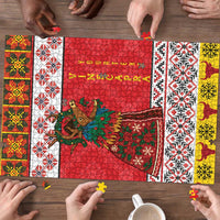 Personalized Romania Christmas Puzzle Romanian Carpet The Goat Dance - Wonder Print Shop