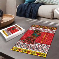 Personalized Romania Christmas Puzzle Romanian Carpet The Goat Dance - Wonder Print Shop