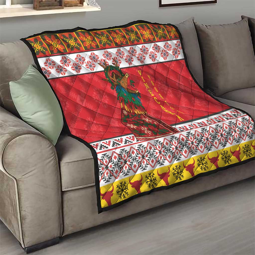 Personalized Romania Christmas Quilt Romanian Carpet The Goat Dance - Wonder Print Shop