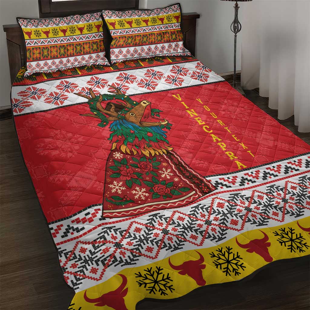 Personalized Romania Christmas Quilt Bed Set Romanian Carpet The Goat Dance - Wonder Print Shop