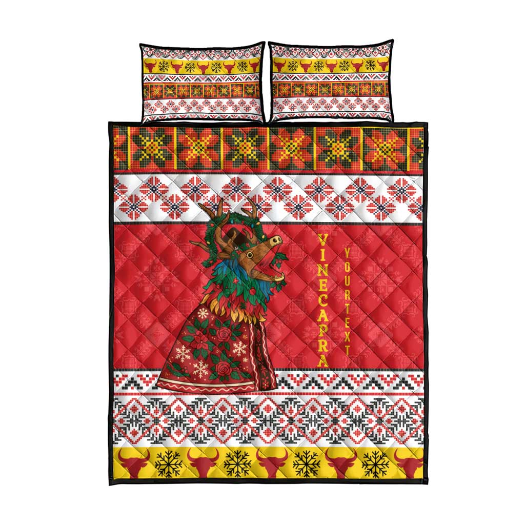 Personalized Romania Christmas Quilt Bed Set Romanian Carpet The Goat Dance - Wonder Print Shop