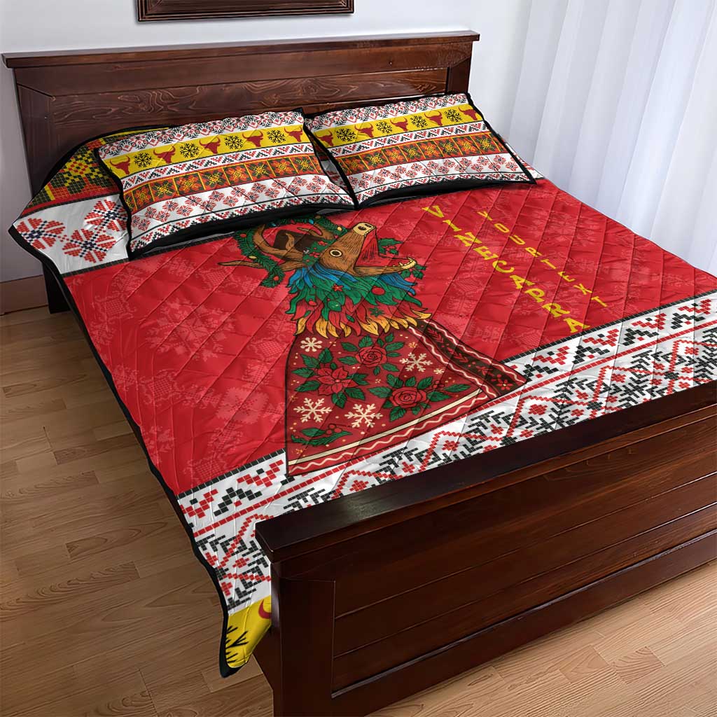 Personalized Romania Christmas Quilt Bed Set Romanian Carpet The Goat Dance - Wonder Print Shop