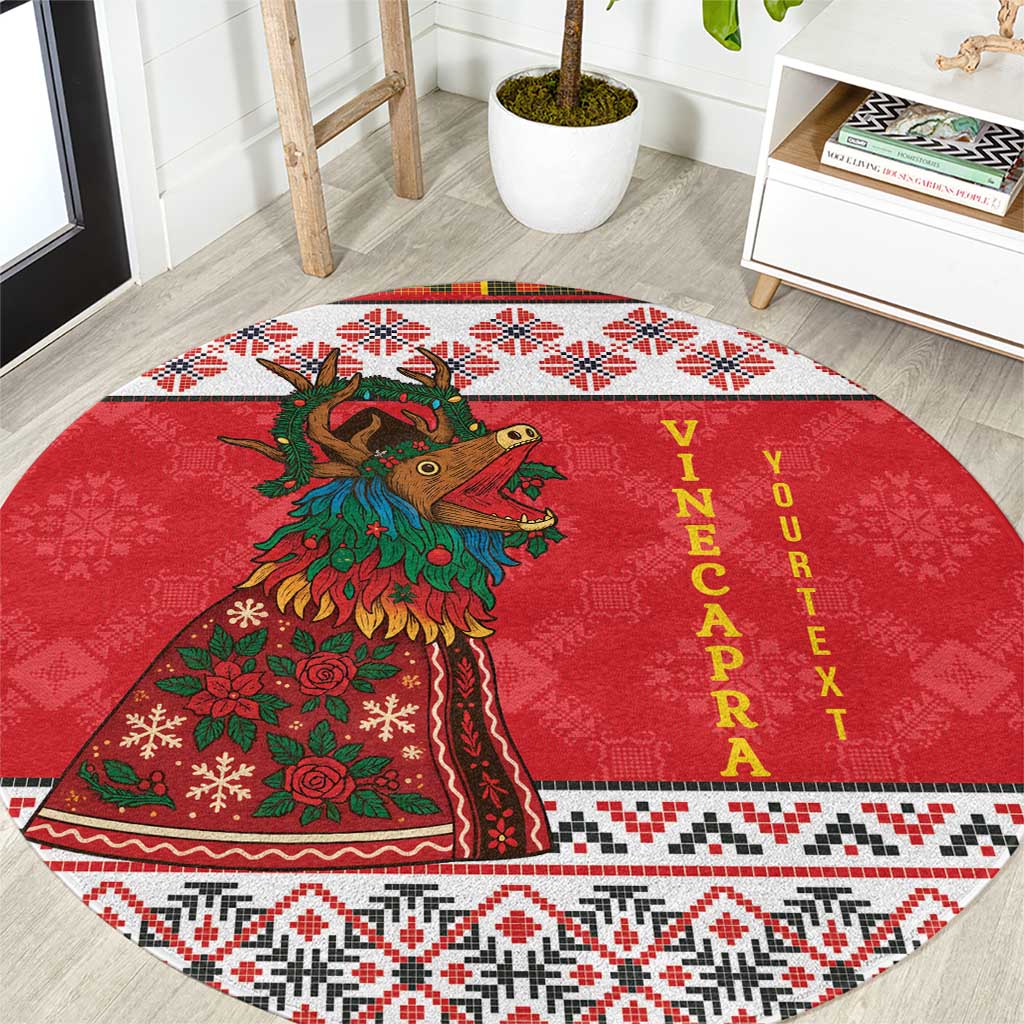 Personalized Romania Christmas Round Carpet Romanian Carpet The Goat Dance - Wonder Print Shop