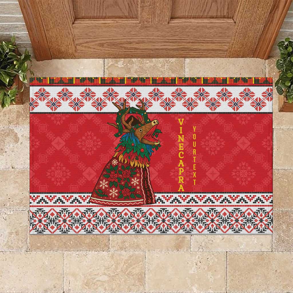Personalized Romania Christmas Rubber Doormat Romanian Carpet The Goat Dance - Wonder Print Shop